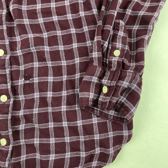 Aeropostale Button Up Shirt Womens Large Red Plaid Long Sleeve Pocket - Picture 6 of 9